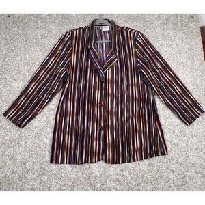 Vintage Maggie Sweet Women’s Multicolor Striped Blazer Jacket Size Large